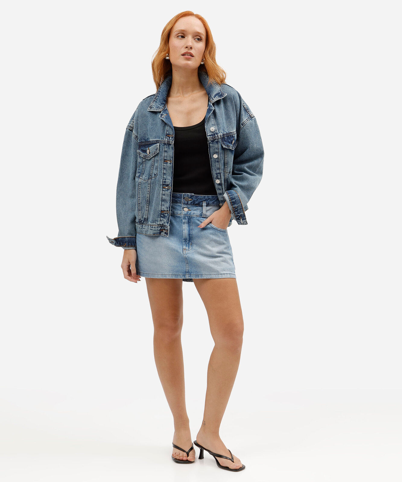 short saia curto feminino jeans cintura alta cós duplo azul