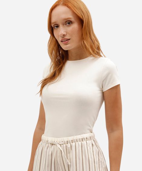 blusa de pijama feminina em algodão manga curta avulsa bege