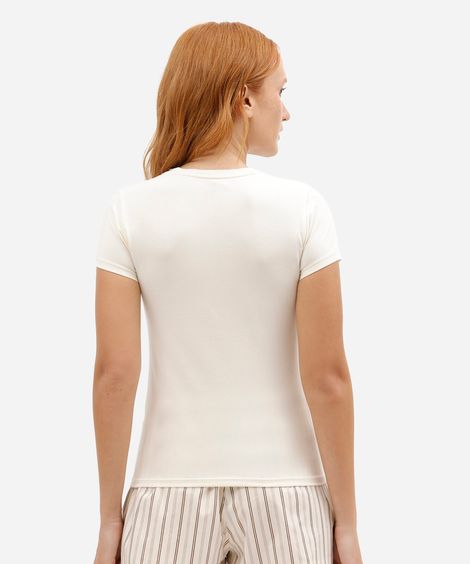 blusa de pijama feminina em algodão manga curta avulsa bege