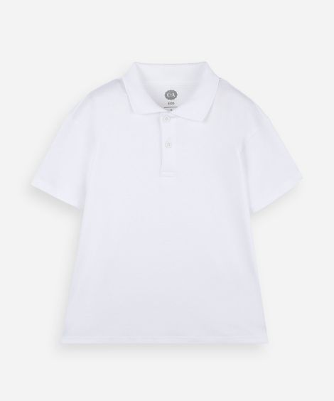 polo infantil de algodão peruano manga curta off white