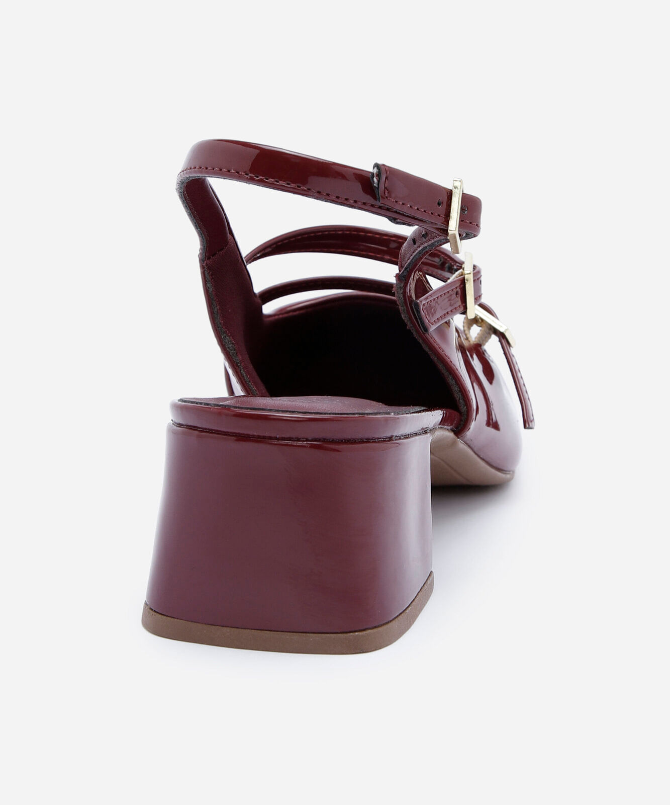 scarpin slingback feminino bico quadrado salto grosso mary jane vinho