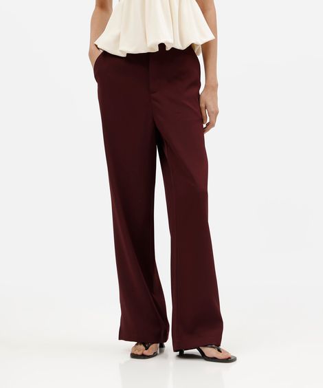 calça flare feminina cintura alta vinho
