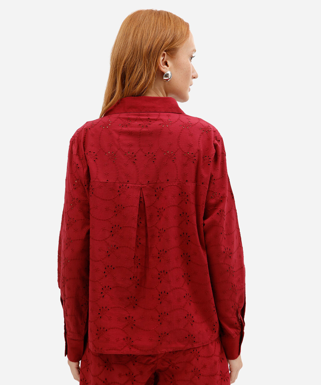 camisa feminina de laise manga longa vinho