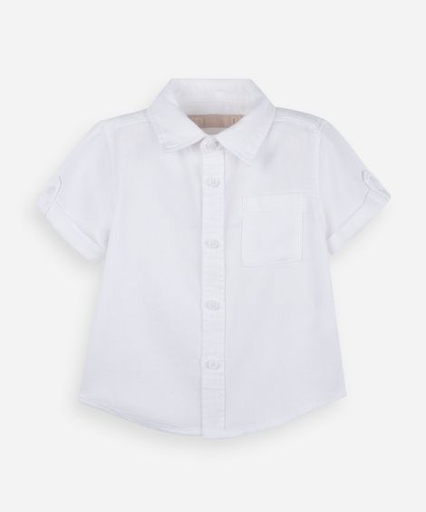 camisa infantil de algodão manga curta texturizada off white