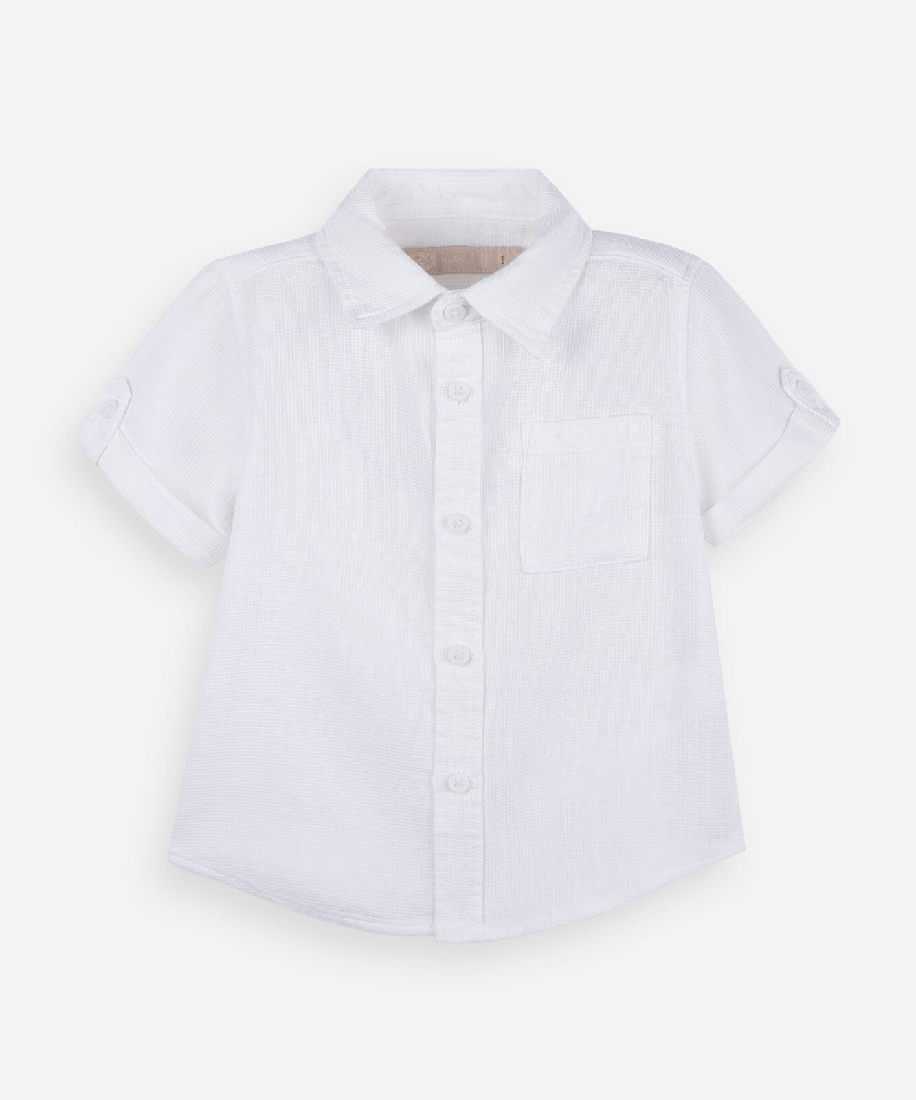 camisa infantil de algodão manga curta texturizada off white