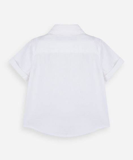 camisa infantil de algodão manga curta texturizada off white