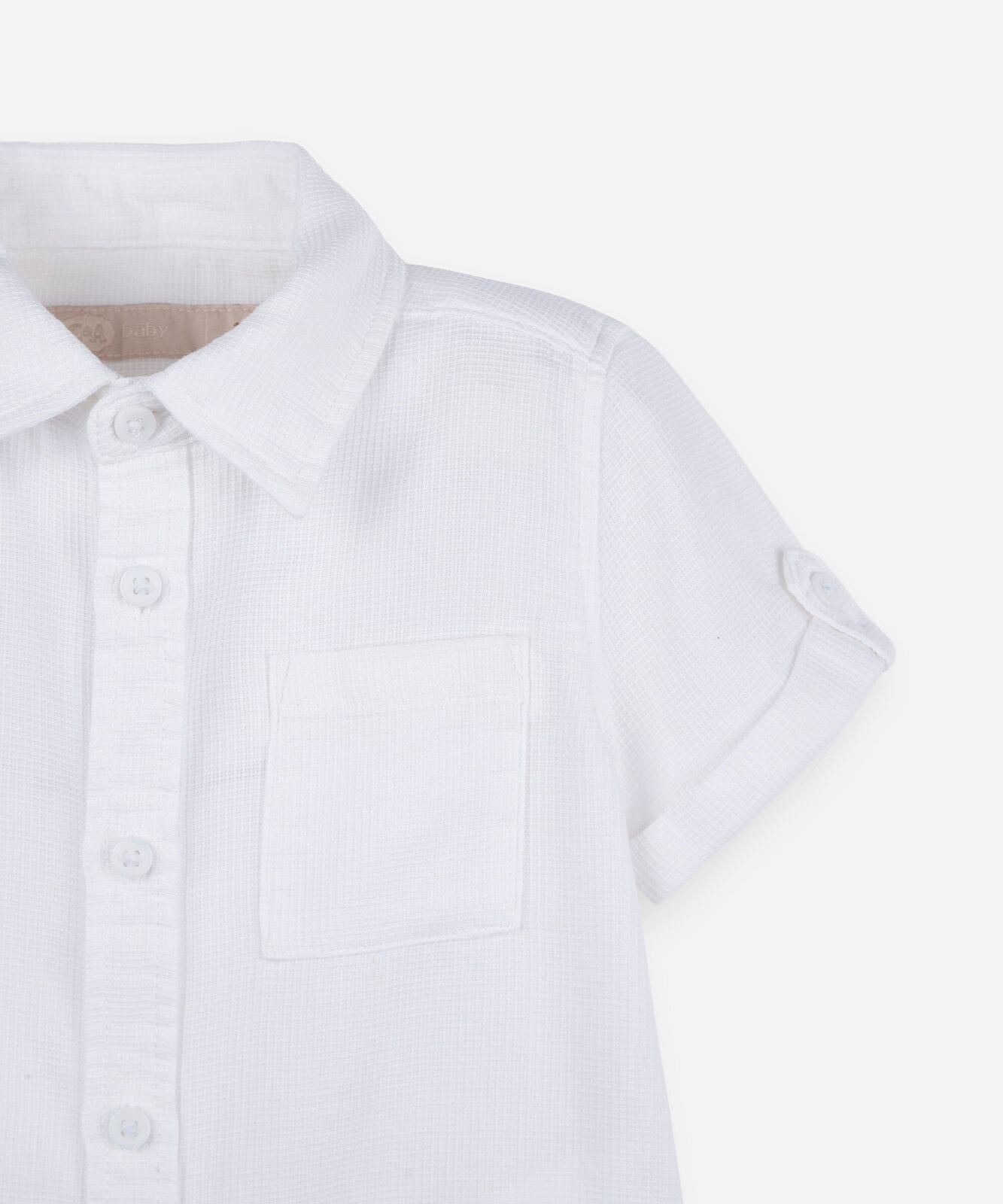 camisa infantil de algodão manga curta texturizada off white