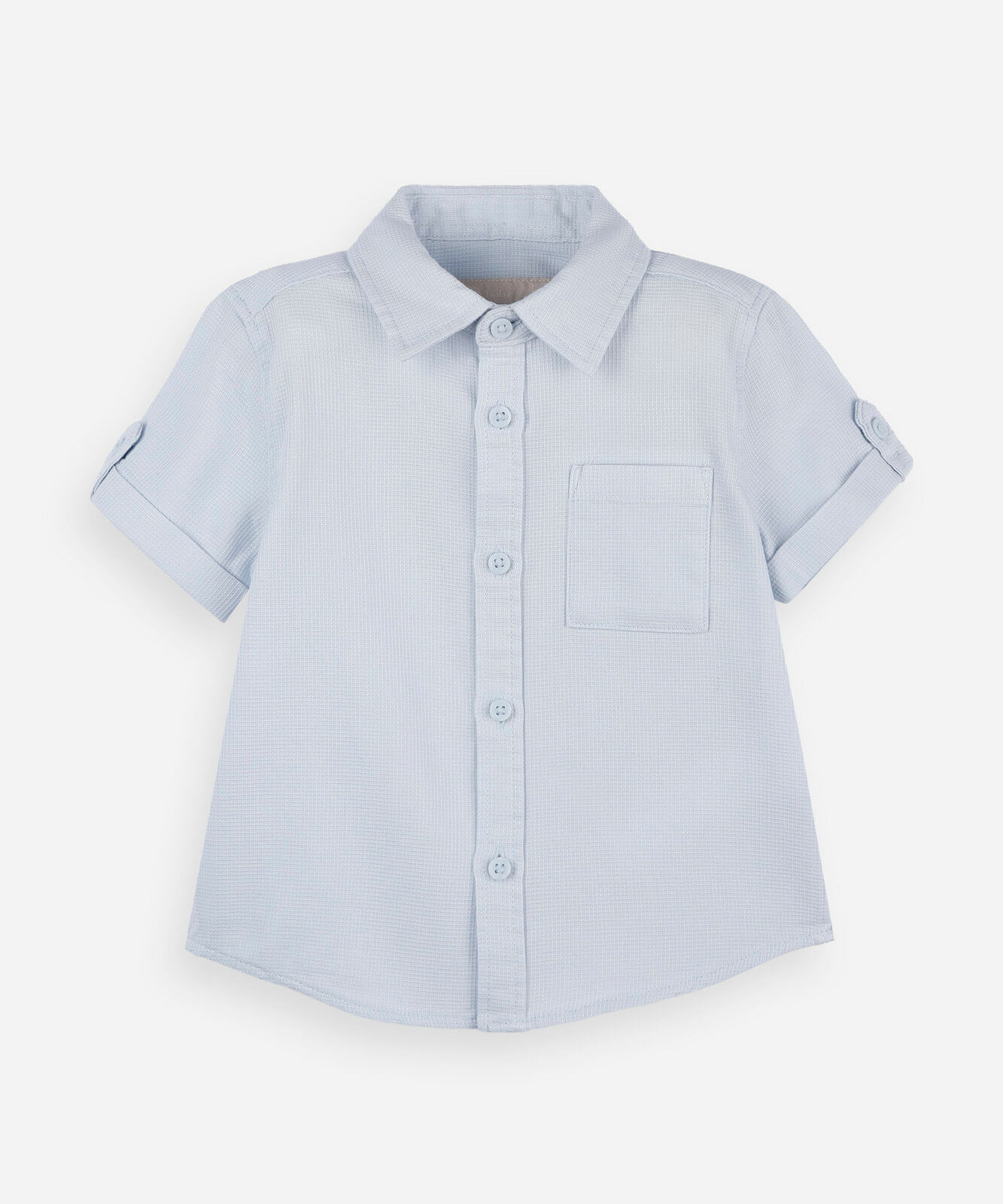 camisa infantil de algodão manga curta texturizada azul