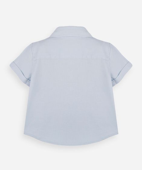 camisa infantil de algodão manga curta texturizada azul