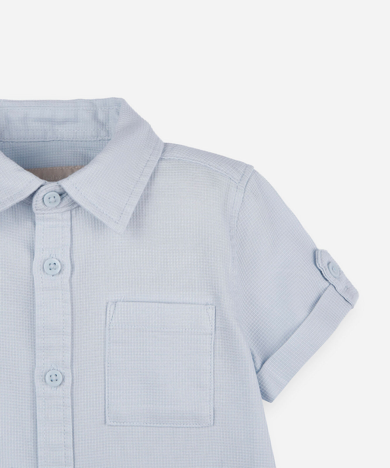 camisa infantil de algodão manga curta texturizada azul