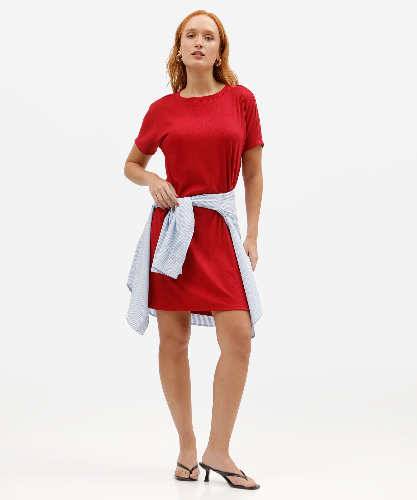 vestido curto feminino com viscose canelado vermelho