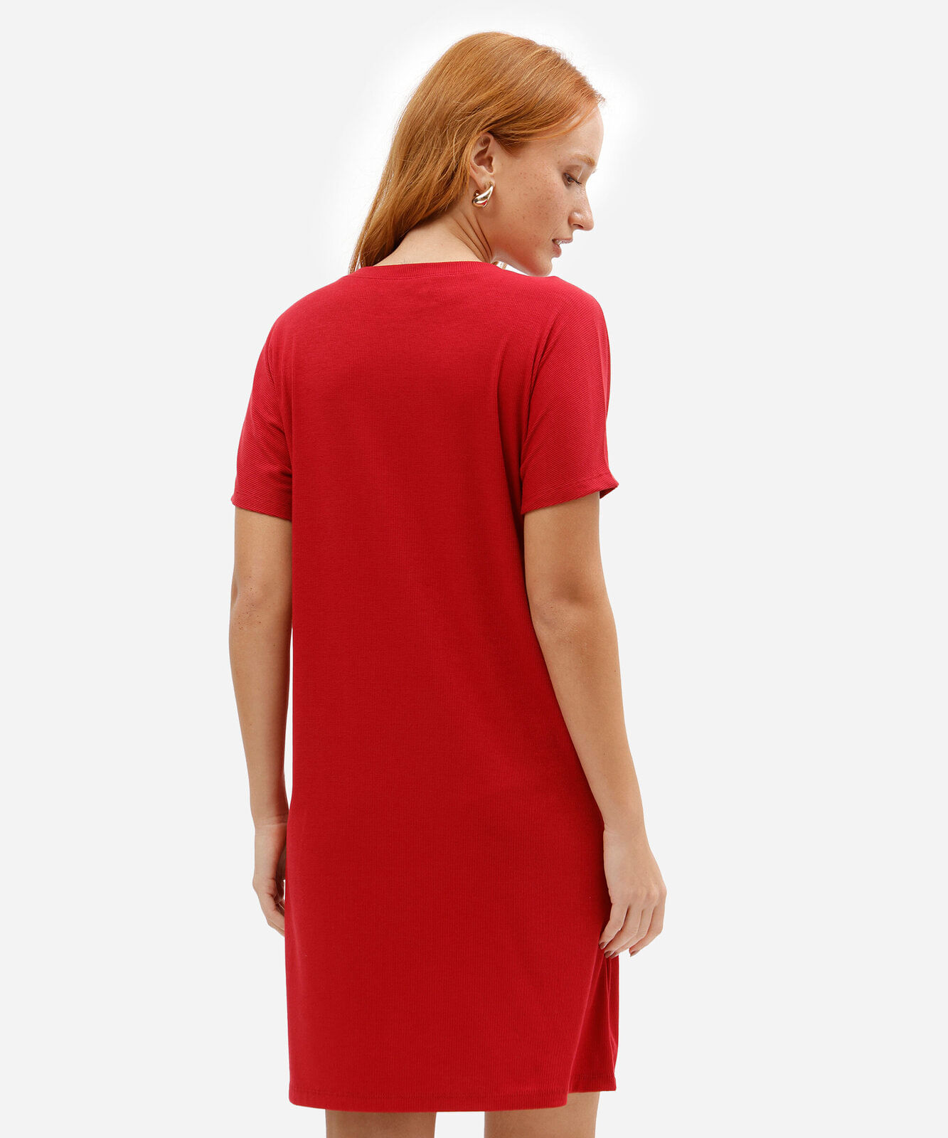 vestido curto feminino com viscose canelado vermelho