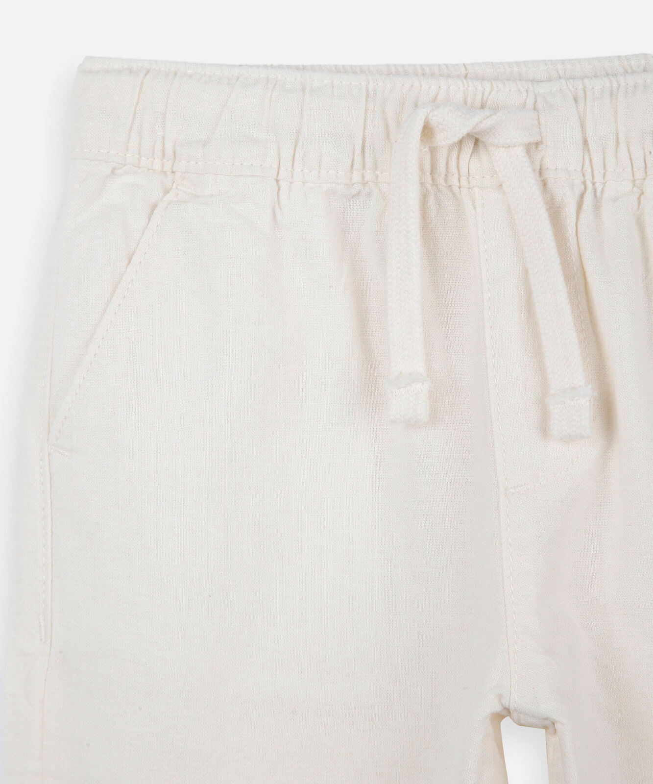 calça infantil reta em algodão e linho com cós de elástico off white