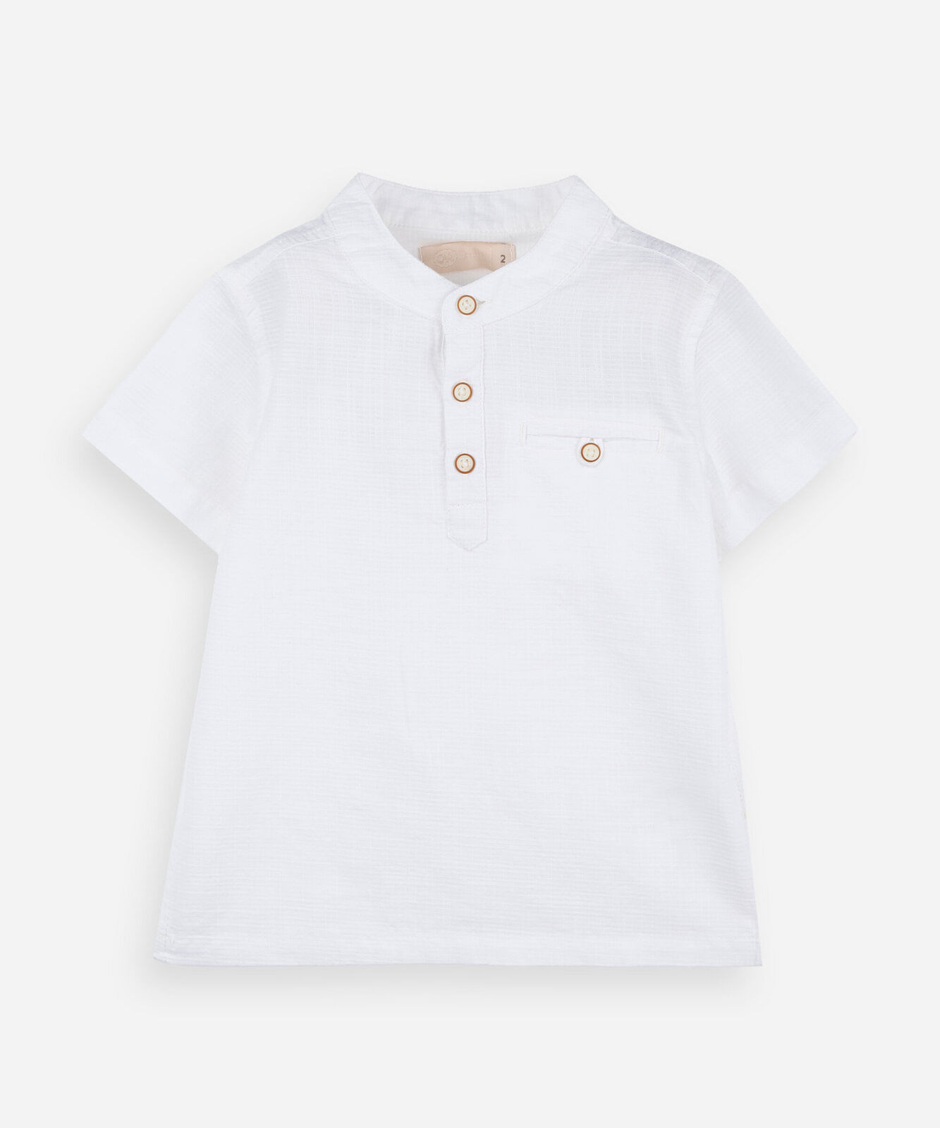 camisa infantil de algodão gola portuguesa manga curta  off white