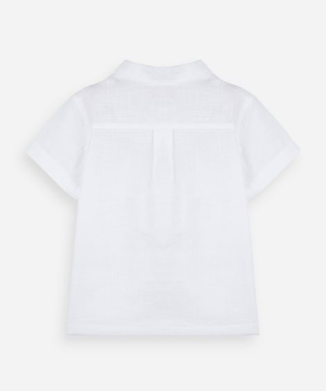 camisa infantil de algodão gola portuguesa manga curta  off white