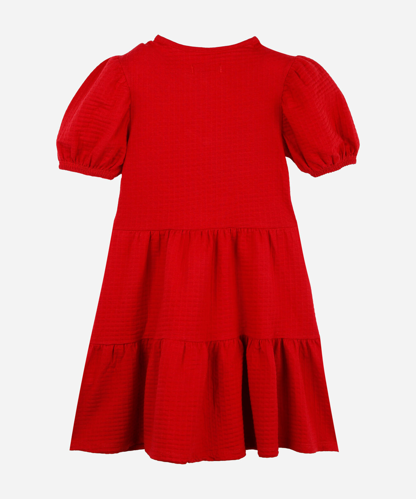 vestido infantil de algodão com recortes e laços manga bufante vermelho