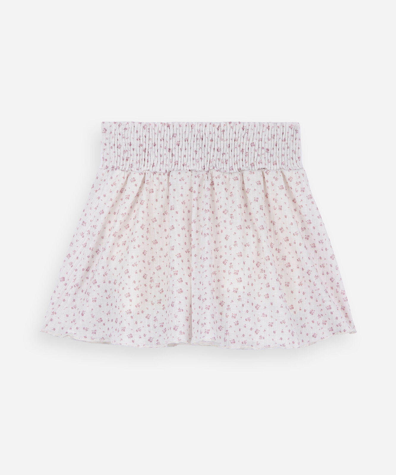 short saia infantil cós com lastex floral off white