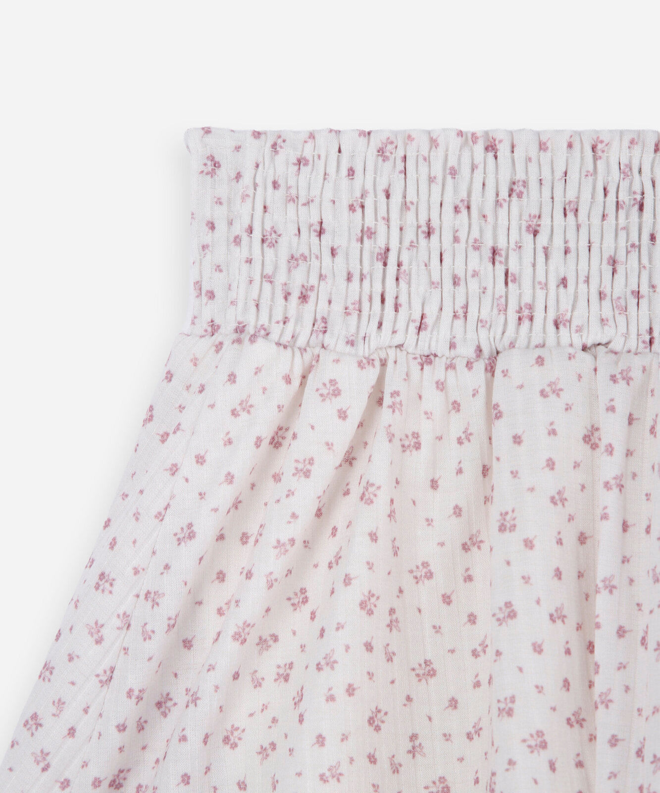 short saia infantil cós com lastex floral off white