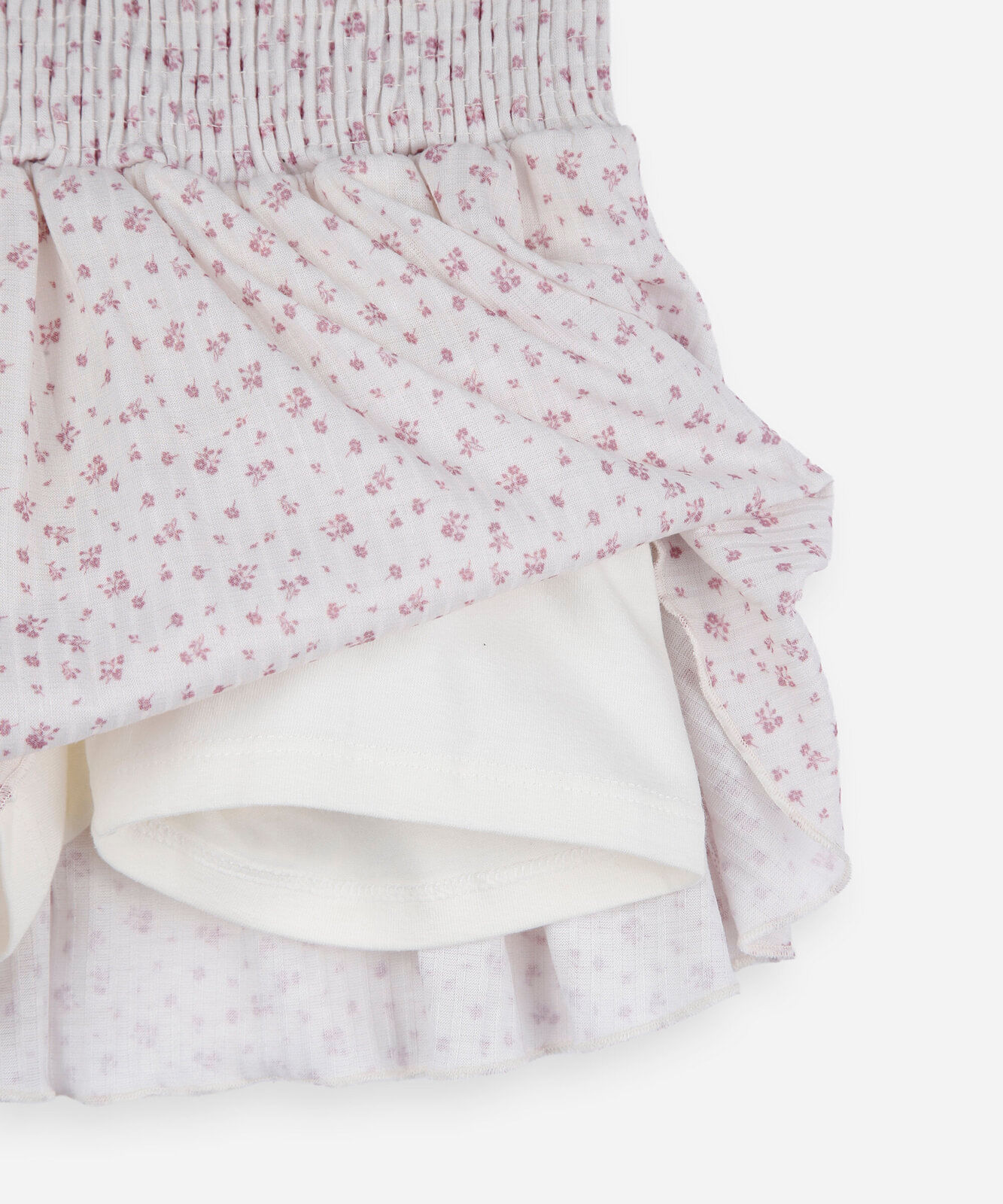 short saia infantil cós com lastex floral off white