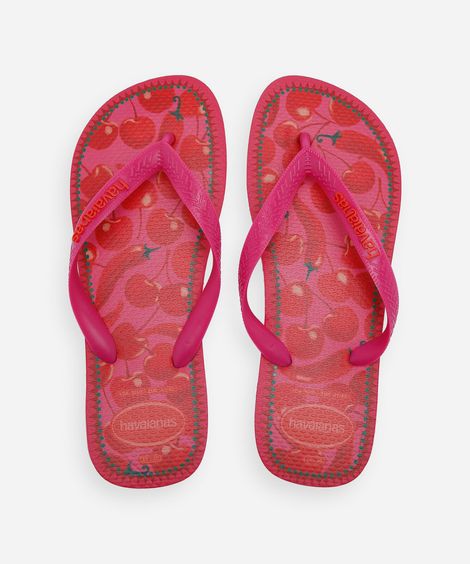 chinelo feminino havaianas top fresh mood estampado rosa