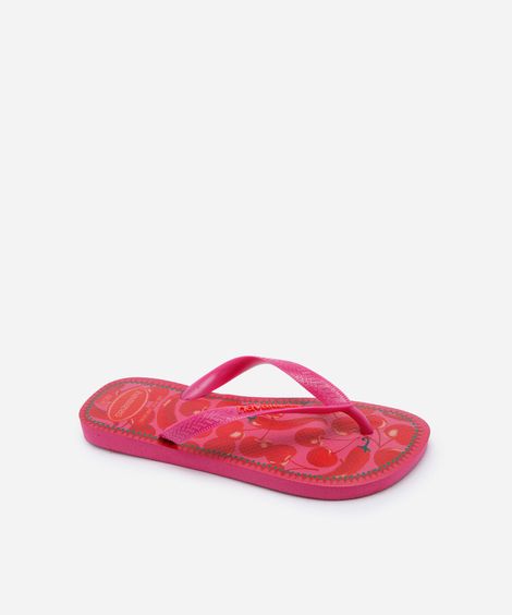 chinelo feminino havaianas top fresh mood estampado rosa