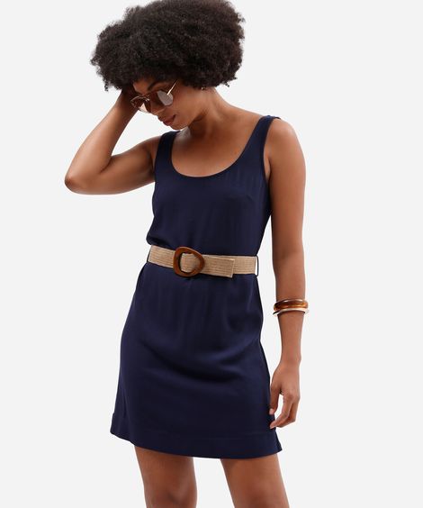 vestido regata curto feminino de viscose piquet azul