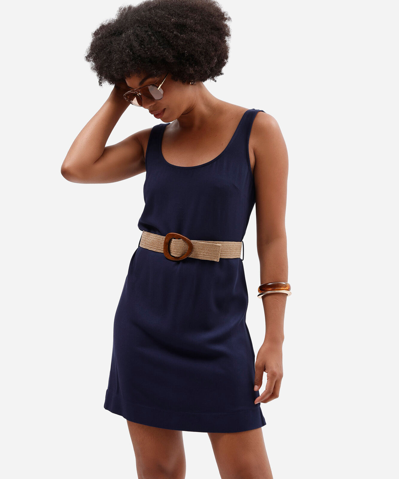 vestido regata curto feminino de viscose piquet azul