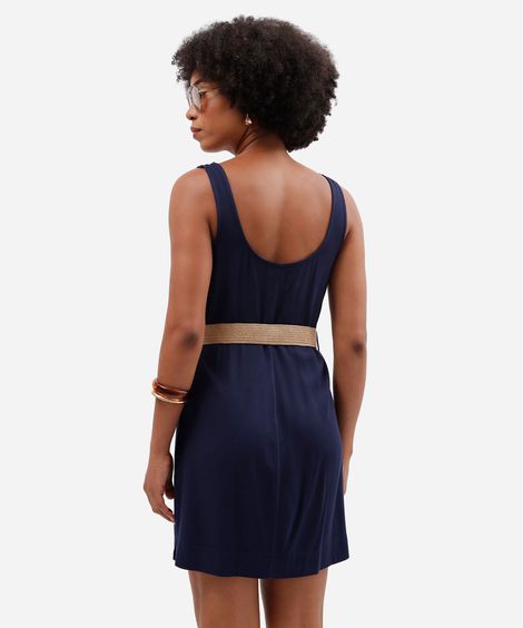vestido regata curto feminino de viscose piquet azul