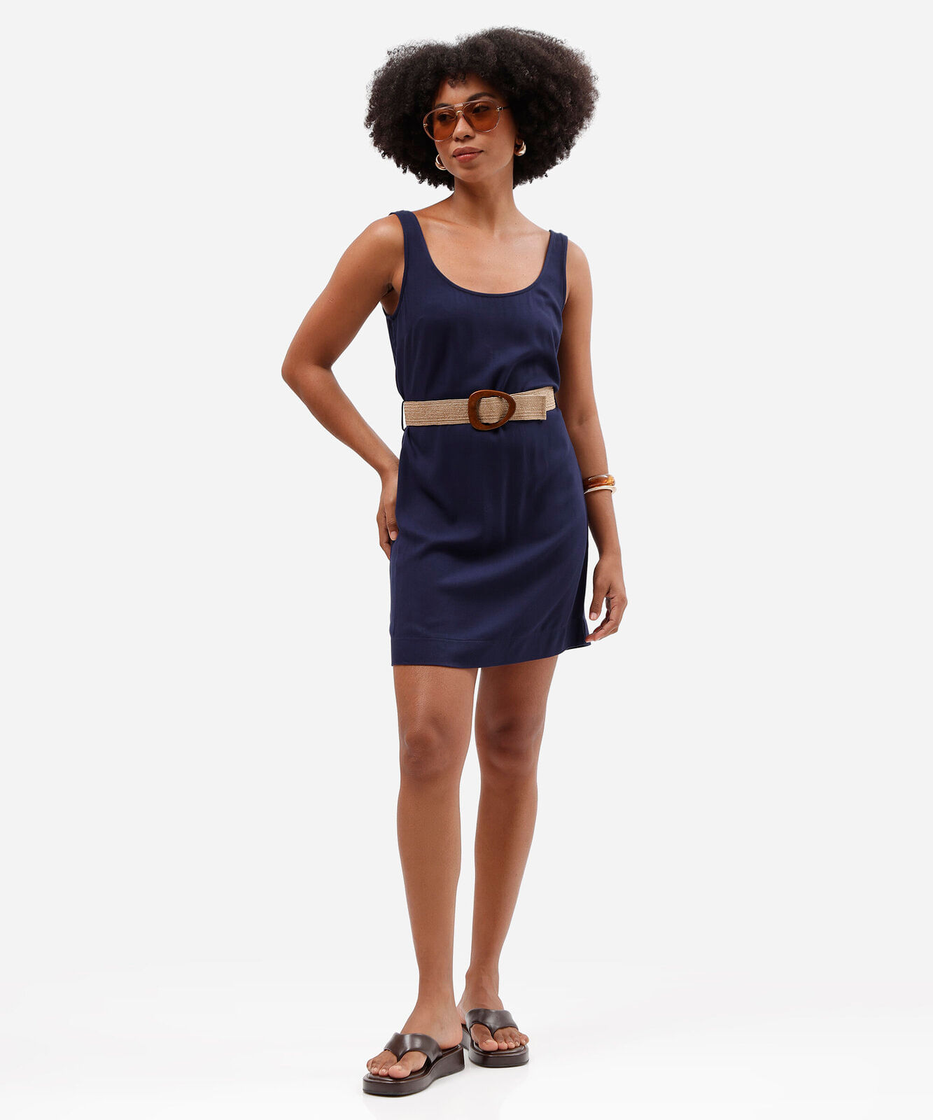 vestido regata curto feminino de viscose piquet azul