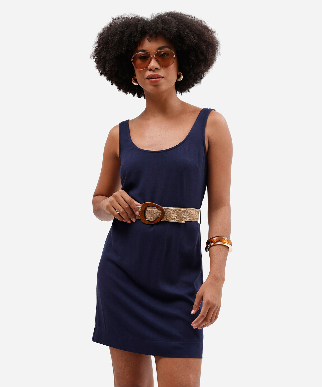 vestido regata curto feminino de viscose piquet azul