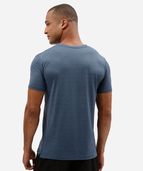 camiseta slim masculina de poliamida esportiva estampada azul