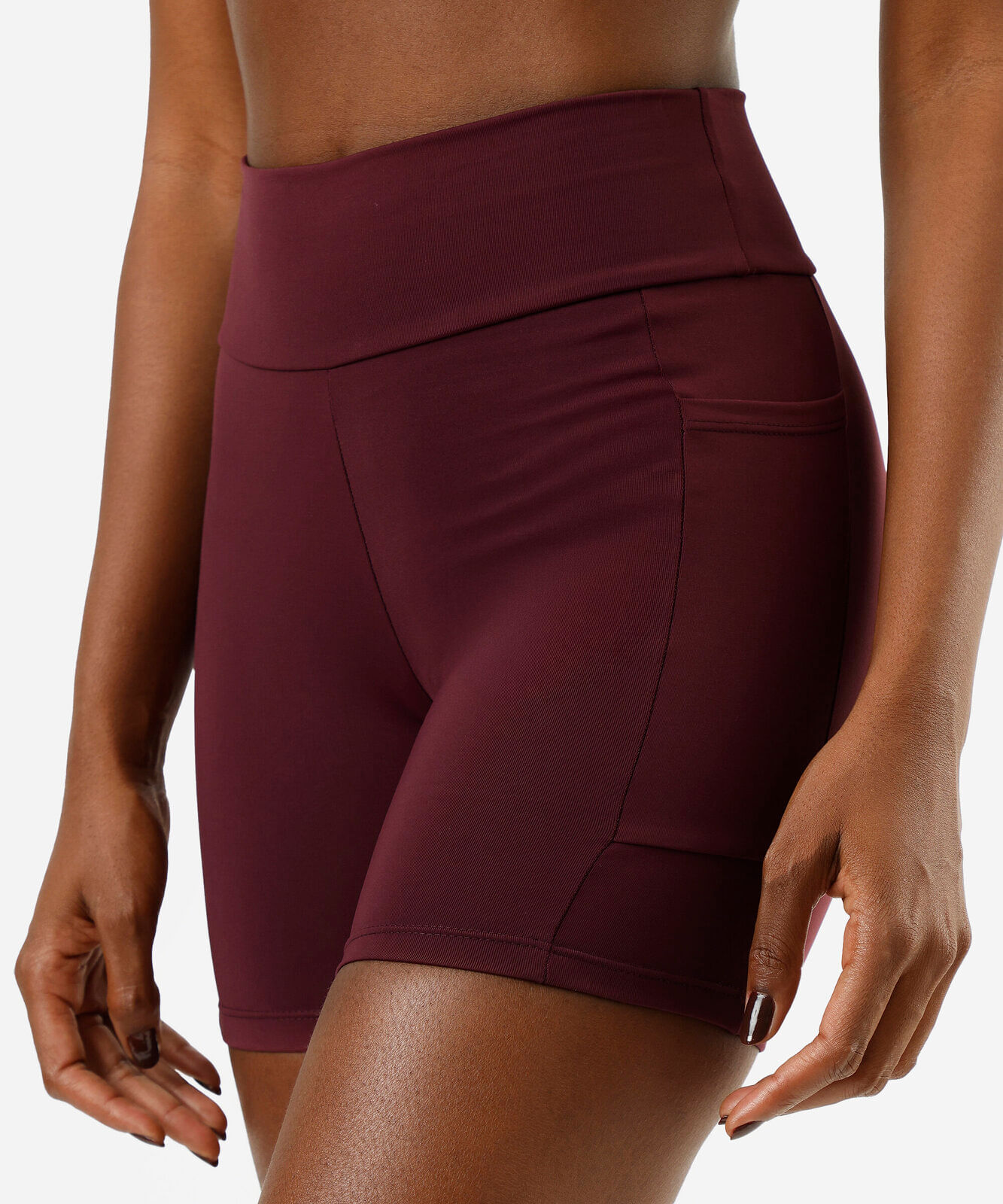bermuda esportiva cós largo com bolso lateral  - vinho escuro