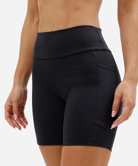 bermuda esportiva cós largo com bolso lateral  - preto