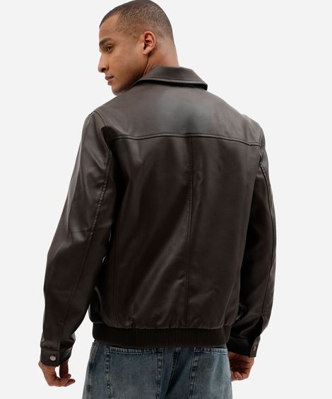 jaqueta masculina de poliuretano marrom