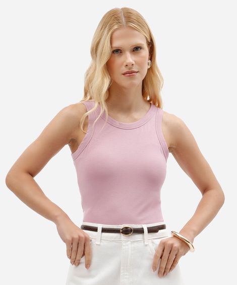 regata feminina cropped com bojo rosa