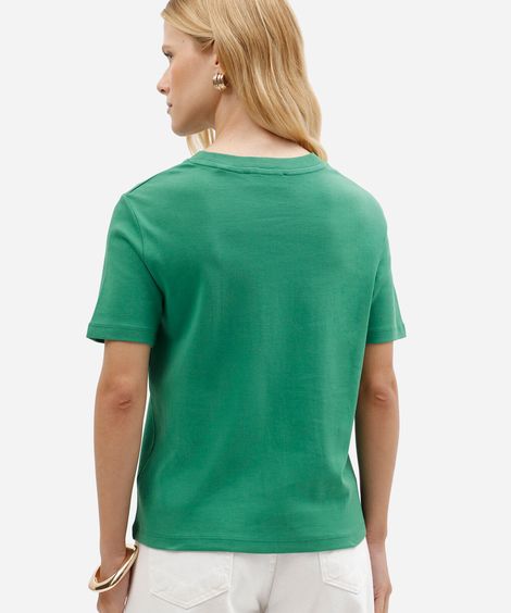 camiseta feminina de algodão peruano manga curta básica verde