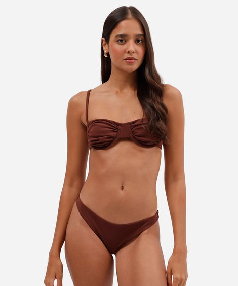 calcinha de biquíni tanga asa delta texturizada marrom