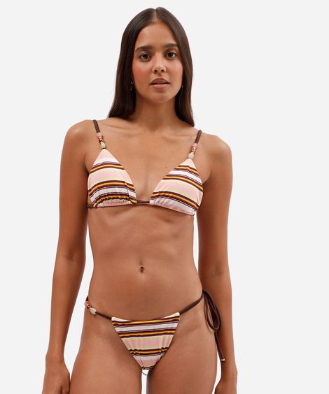 biquíni calcinha tanga feminina listrada texturizada rosa