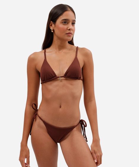 biquíni calcinha tanga feminino texturizado marrom