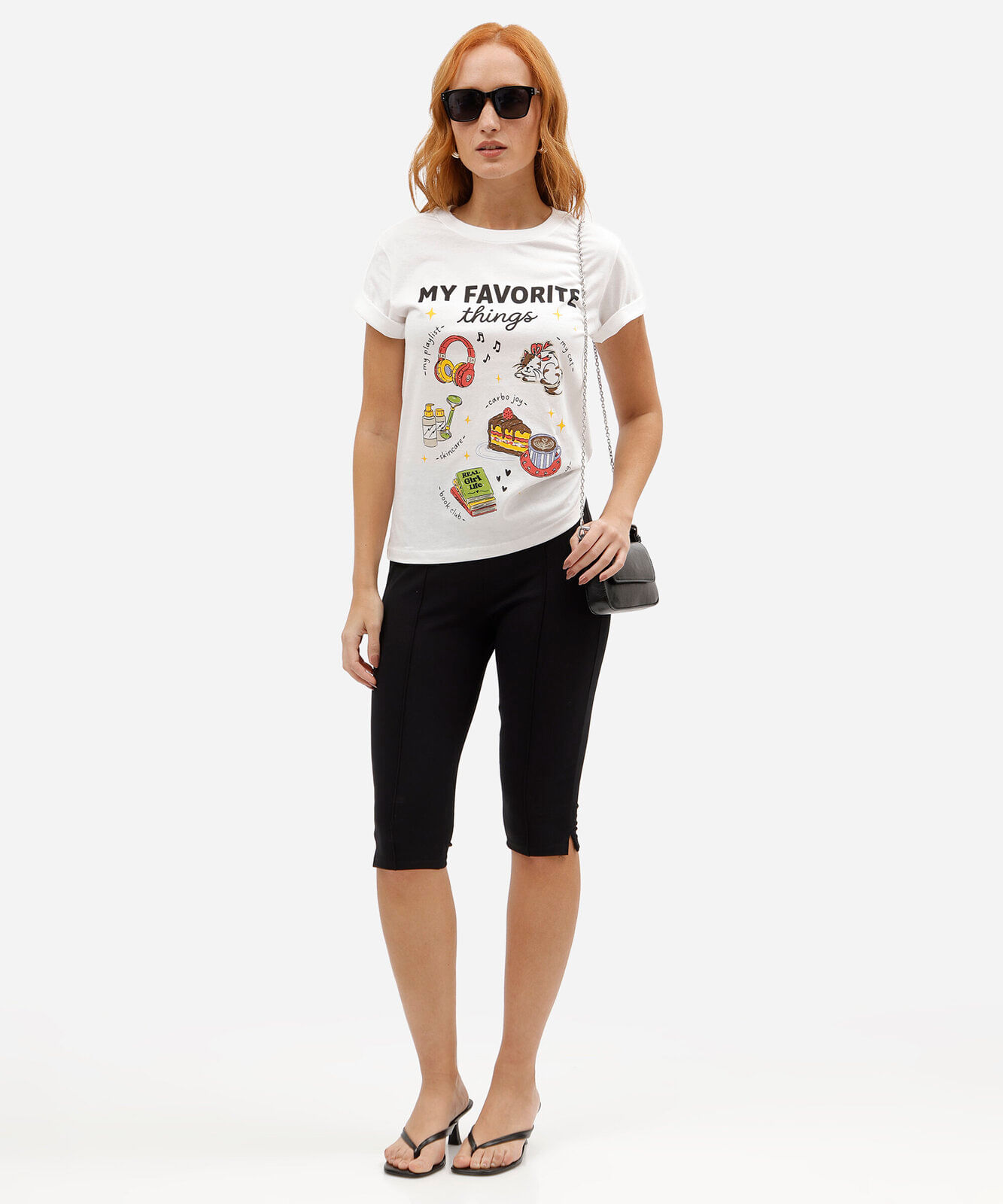 camiseta feminina de algodão manga curta estampada básica off white