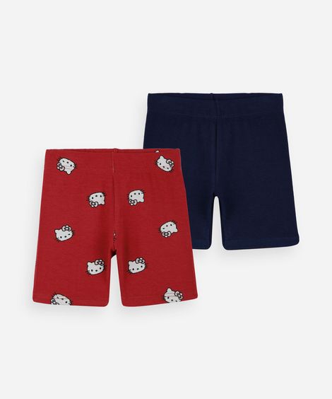 kit com 2 shorts infantil hello kitty colorido