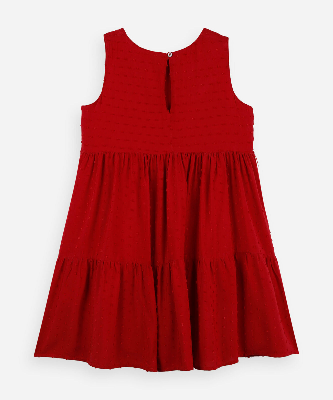 vestido infantil com recortes marias de viscose plumetis vermelho