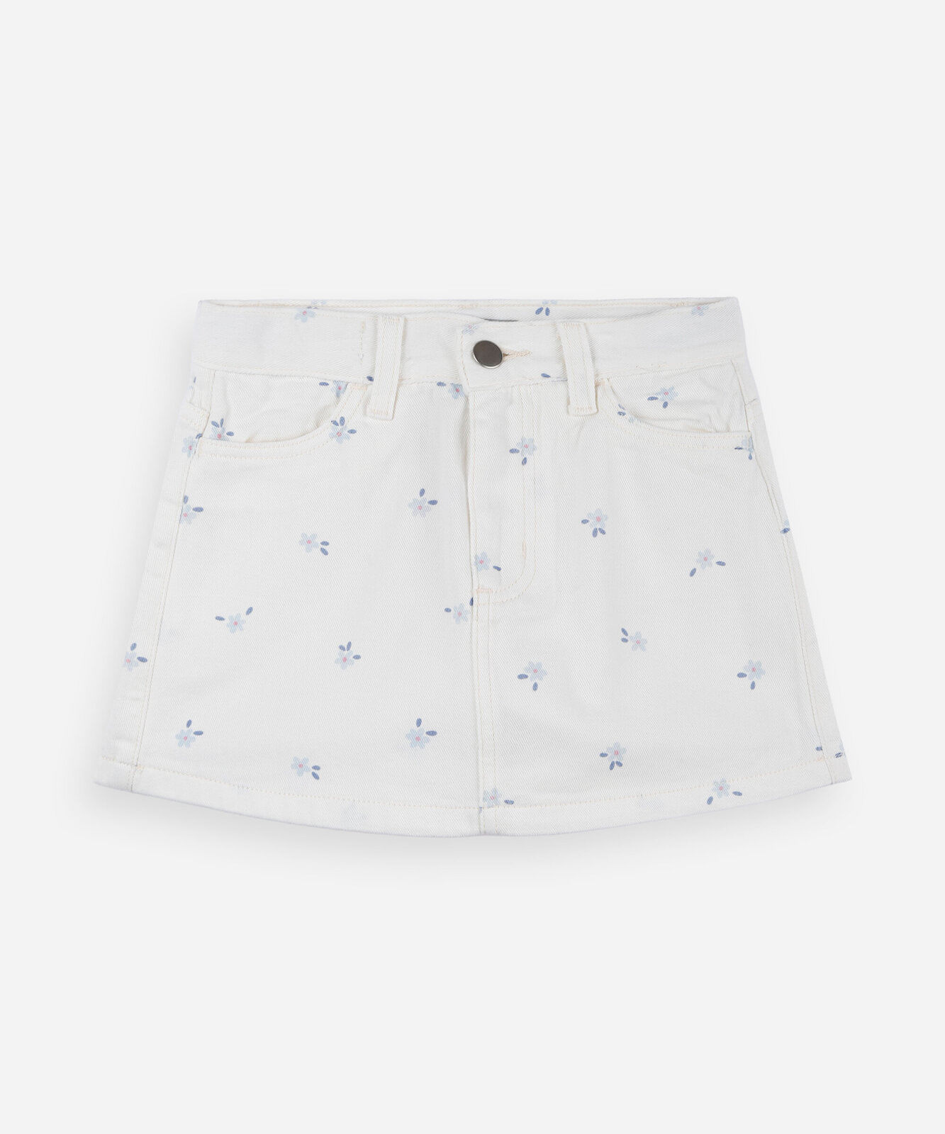 short-saia infantil em sarja com estampa floral off white