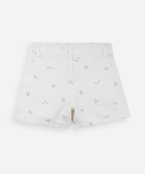 short-saia infantil em sarja com estampa floral off white