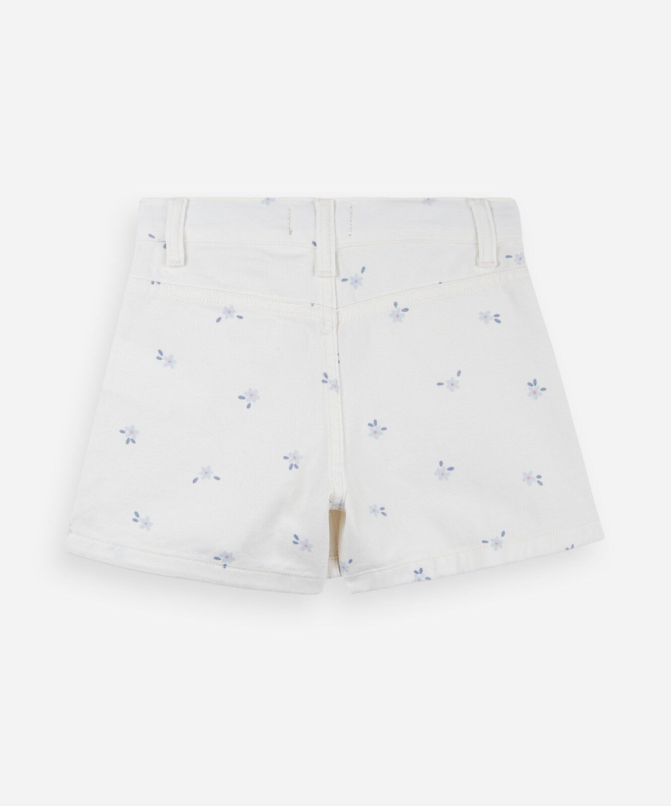 short-saia infantil em sarja com estampa floral off white