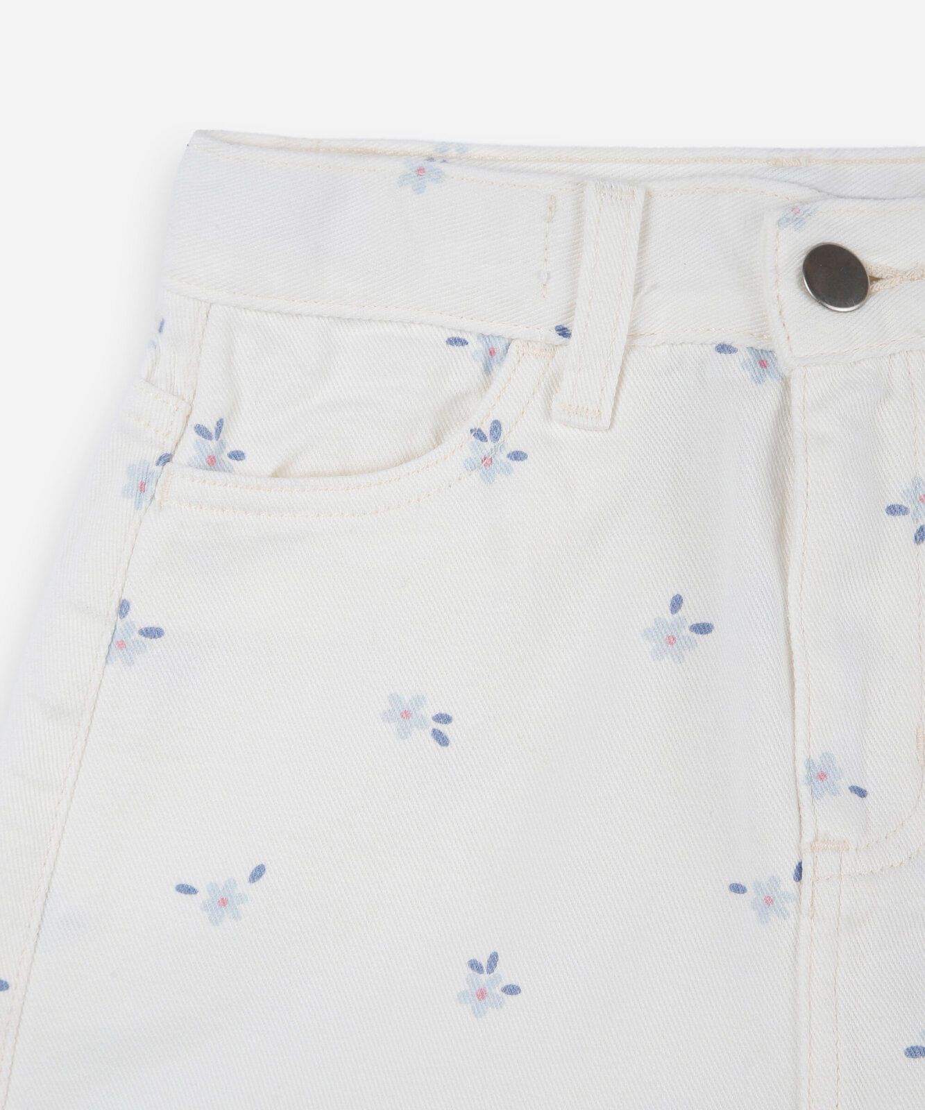 short-saia infantil em sarja com estampa floral off white