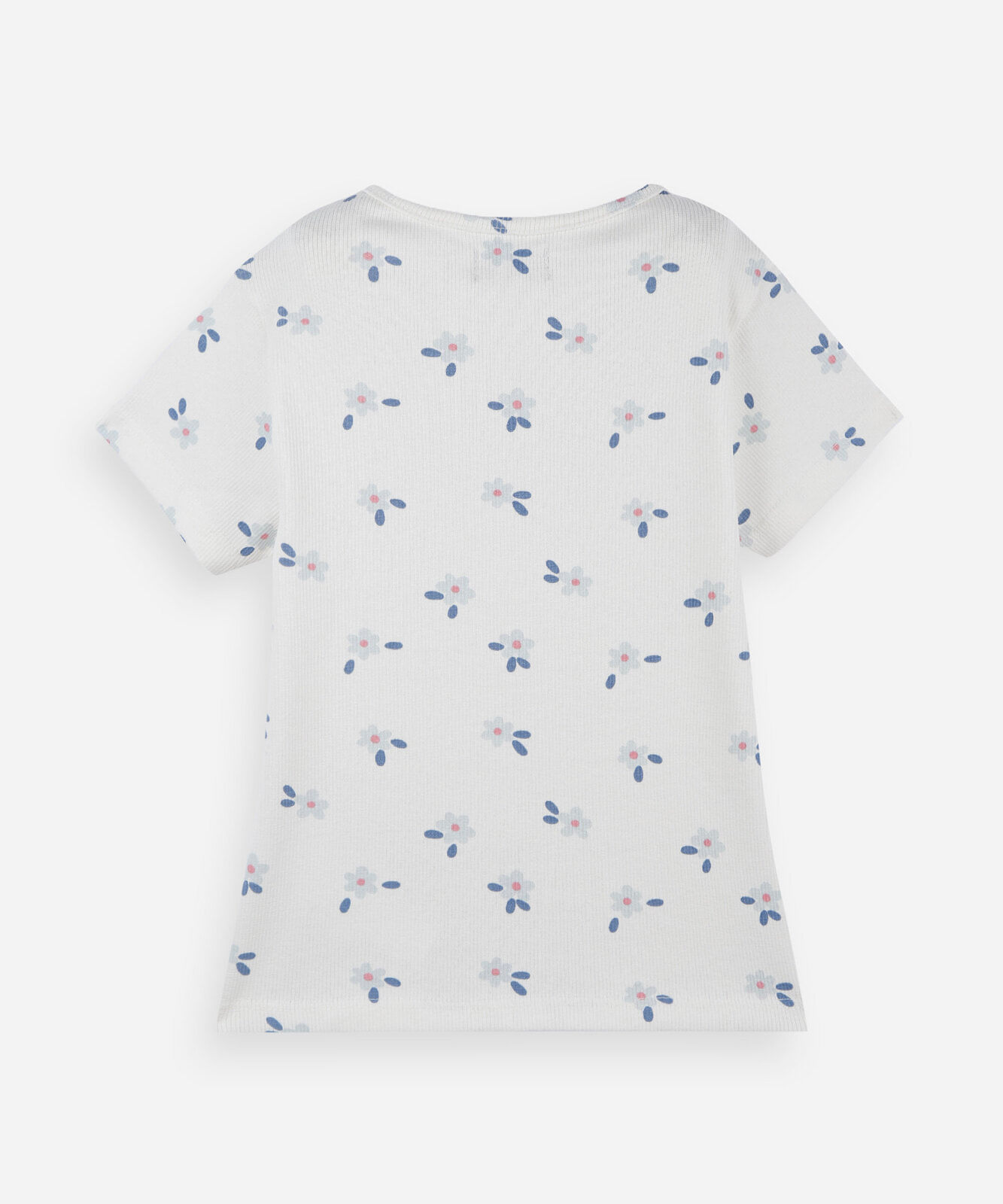 blusa infantil canelada com estampa floral e laços off white