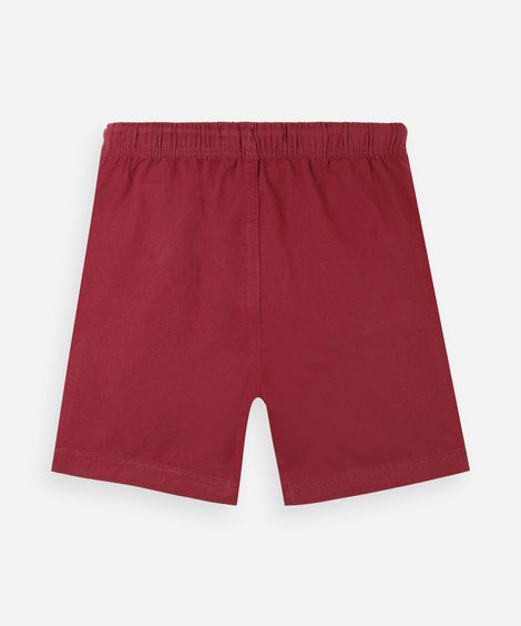 bermuda infantil bebê menino de algodão com cós elástico e cordão vermelho
