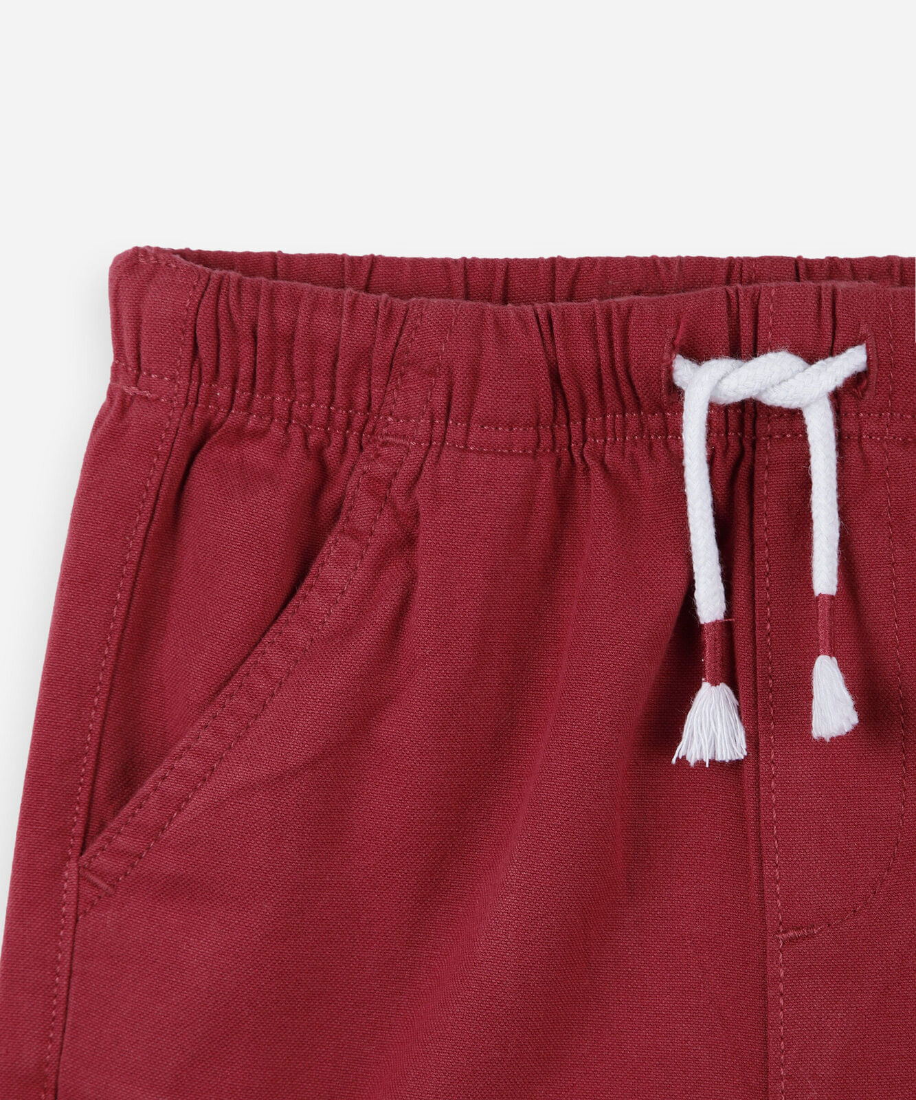 bermuda infantil bebê menino de algodão com cós elástico e cordão vermelho