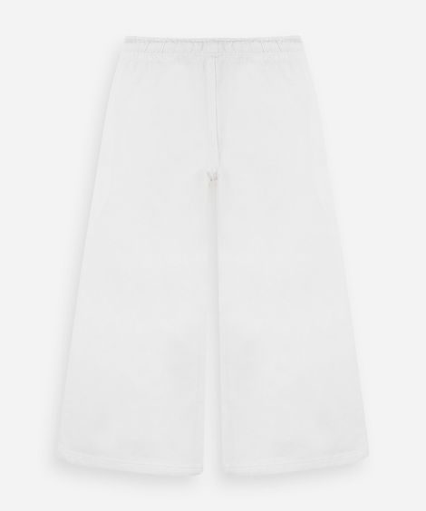 calça wide leg infantil de sarja com cós de elástico off white